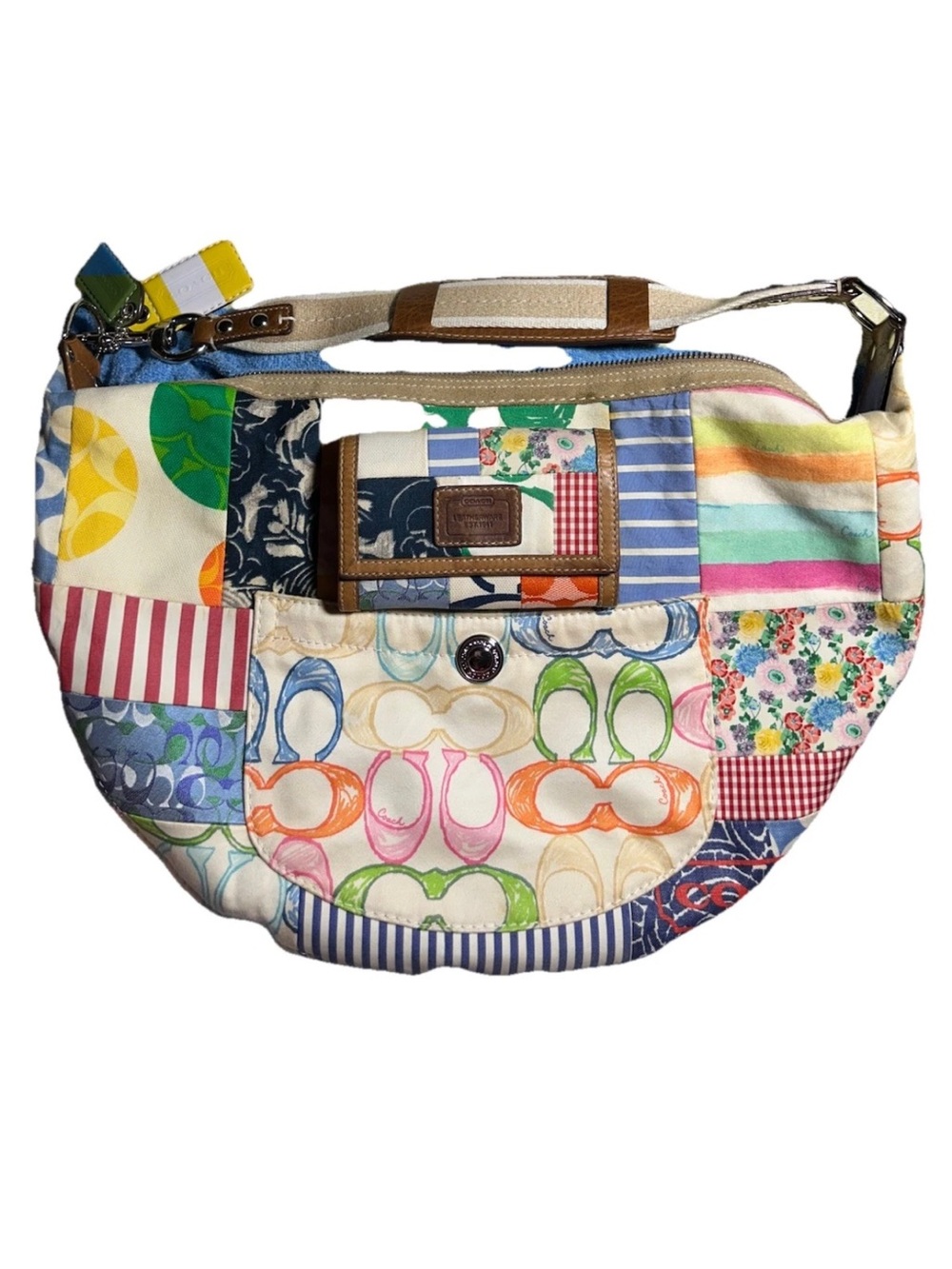 Coach Shoulder Bag & Wallet Set, Patchwork, Leather Trim *Rare/Vintage* 2006